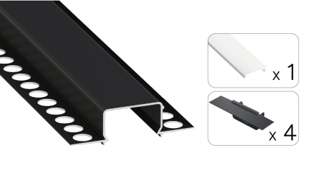 Zestaw TEKKNI HORST czarny, klosz mleczny 3 m