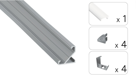 Zestaw TEKKNI BARDE srebrny, klosz mrożony  3 m