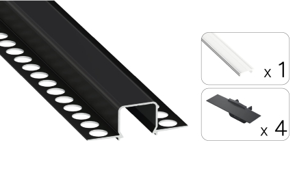 Zestaw TEKKNI MOSSO czarny, klosz transparentny 2,02 m