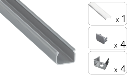 Zestaw TEKKNI HOM srebrny, klosz transparentny 2,02 m