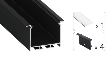 Zestaw TEKKNI HEDE czarny, klosz transparentny 3 m