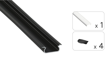 Zestaw TEKKNI SELDE czarny, klosz transparentny 2,02 m