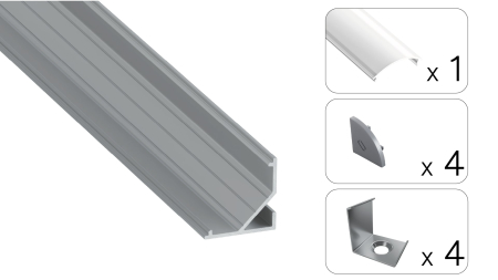 Zestaw TEKKNI ARRE srebrny, klosz mleczny 3 m
