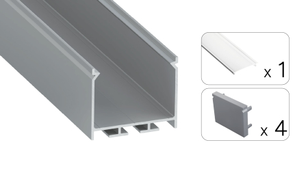 Zestaw TEKKNI NORS srebrny, klosz transparentny 3 m