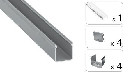 Zestaw TEKKNI HELSE srebrny, klosz transparentny 2,02 m