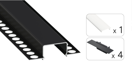 Zestaw TEKKNI HORST czarny, klosz mrożony 2,02 m