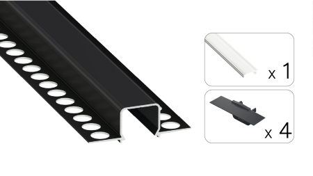 Zestaw TEKKNI MOSSO czarny, klosz transparentny 3 m