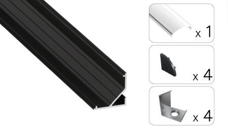 Zestaw TEKKNI ARRE czarny, klosz transparentny 2,02 m