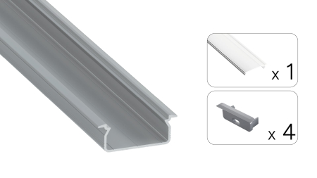 Zestaw TEKKNI TVED srebrny, klosz transparentny 2,02 m