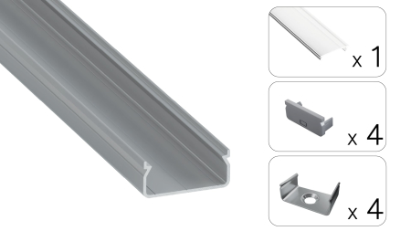 Zestaw TEKKNI EGEN srebrny, klosz transparentny 2,02 m