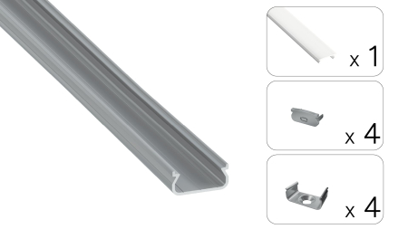 Zestaw TEKKNI ORRE srebrny, klosz mleczny 2,02 m