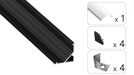 Zestaw TEKKNI ARRE czarny, klosz transparentny 3 m