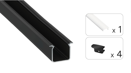 Zestaw TEKKNI SKAGEN czarny, klosz mrożony 2,02 m