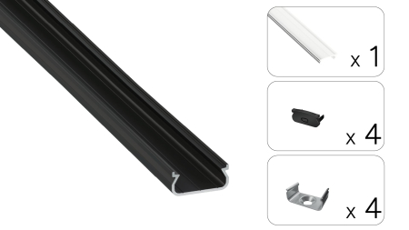 Zestaw TEKKNI ORRE czarny, klosz transparentny 2,02 m