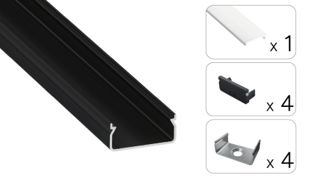 Zestaw TEKKNI EGEN czarny, klosz mleczny 2,02 m