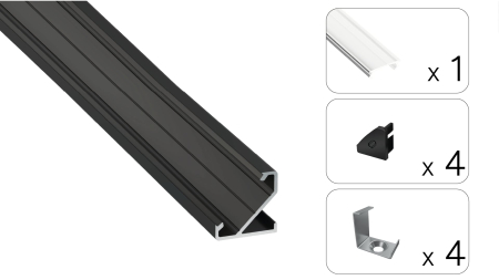 Zestaw TEKKNI BARDE czarny, klosz transparentny 2,02 m