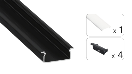 Zestaw TEKKNI TVED czarny, klosz mrożony 3 m