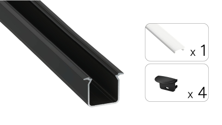 Zestaw TEKKNI SKAGEN czarny, klosz mleczny 3 m