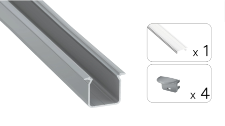 Zestaw TEKKNI SKAGEN srebrny, klosz transparentny 3 m