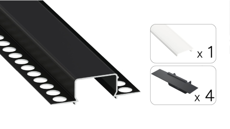 Zestaw TEKKNI HORST czarny, klosz mrożony 3 m