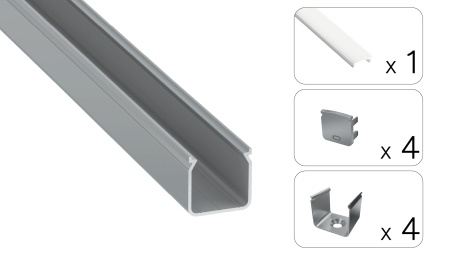 Zestaw TEKKNI HELSE srebrny, klosz mleczny 3 m