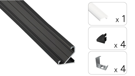 Zestaw TEKKNI BARDE czarny, klosz mrożony 2,02 m