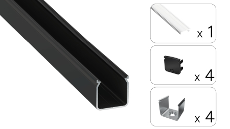 Zestaw TEKKNI HELSE czarny, klosz transparentny 3 m