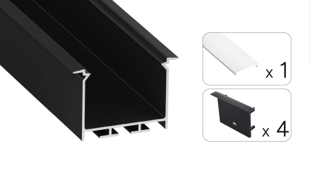 Zestaw TEKKNI HEDE czarny, klosz mleczny 3 m