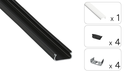 Zestaw TEKKNI ORRE czarny, klosz mleczny 2,02 m