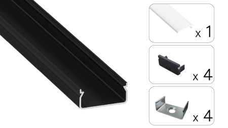 Zestaw TEKKNI EGEN czarny, klosz mrożony 2,02 m