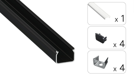 Zestaw TEKKNI HOM czarny, klosz transparentny 3 m