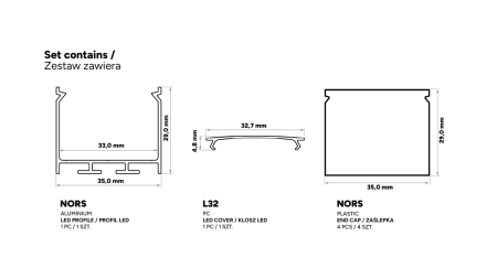 Zestaw TEKKNI NORS czarny, klosz mrożony 2,02 m