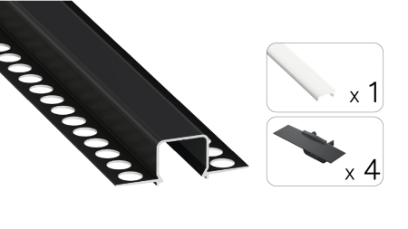 Zestaw TEKKNI MOSSO czarny, klosz mleczny 2,02 m