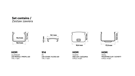 Zestaw TEKKNI HOM czarny, klosz mrożony 2,02 m