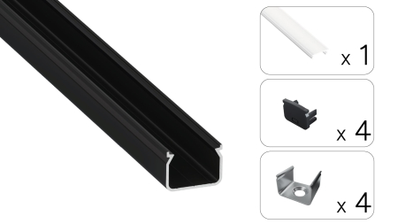 Zestaw TEKKNI HOM czarny, klosz mrożony 2,02 m