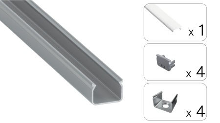 Zestaw TEKKNI HOM srebrny, klosz mleczny 3 m