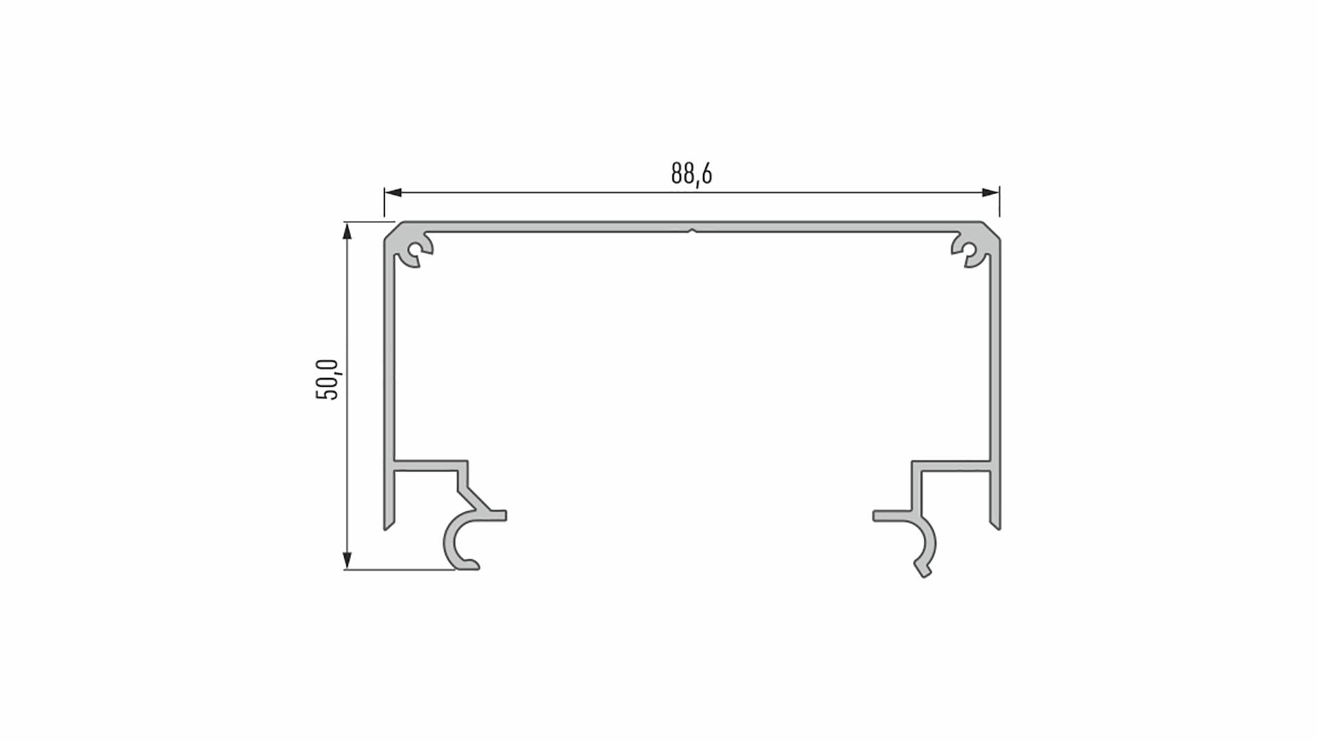 Profil LUMINES typ LARGO M2 czarny lakierowany 2,02 m