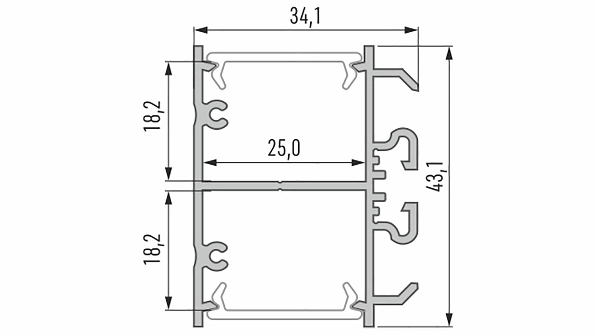 Profil LED LUMINES typ Dopio srebrny anodowany 3 m