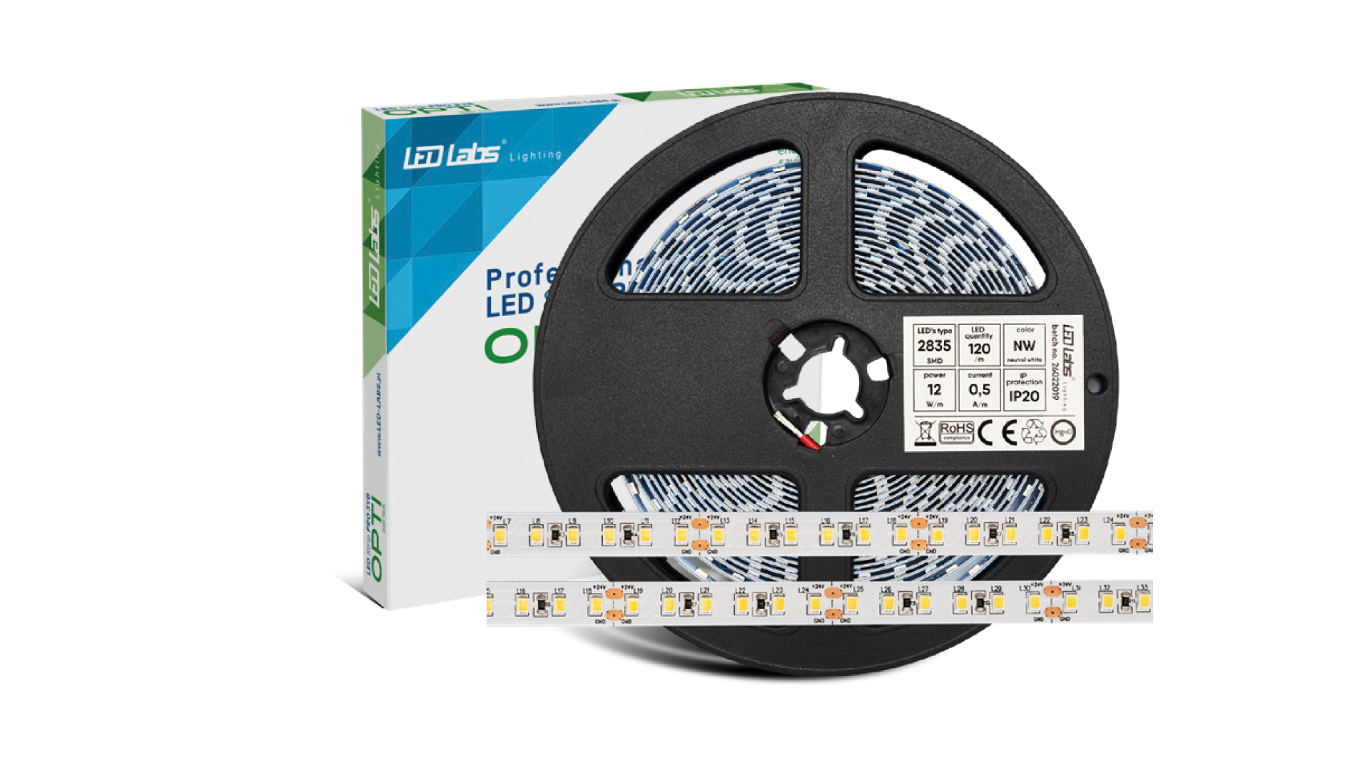 Taśma OPTI 24 V 600 LED 2835 SMD 12 W 4000 K IP65HS
