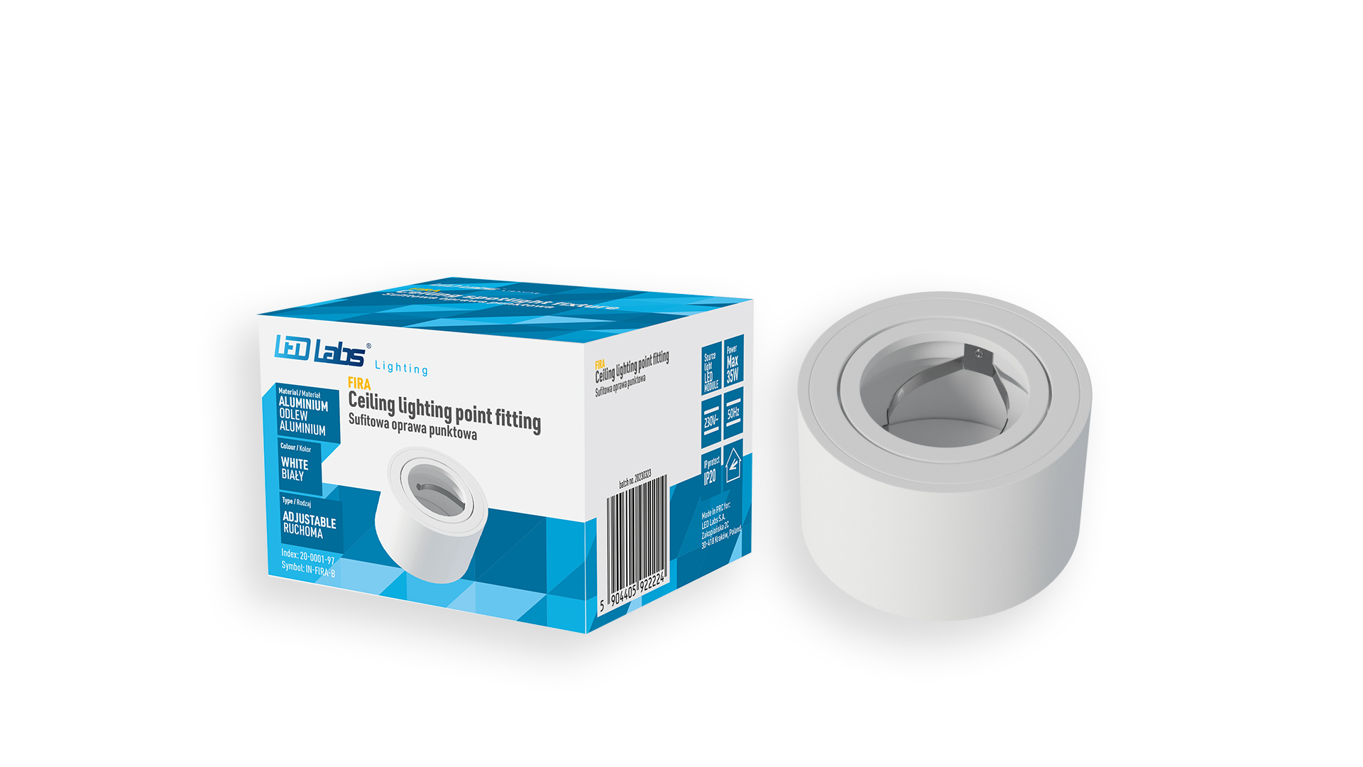 Oprawa natynkowa FIRA okrągła biała