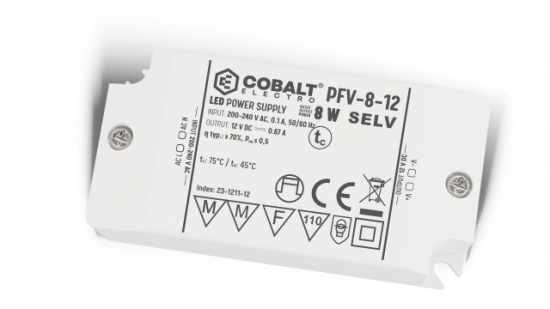 Zasilacz LED CobaltElectro PFV 12V 8W IP20