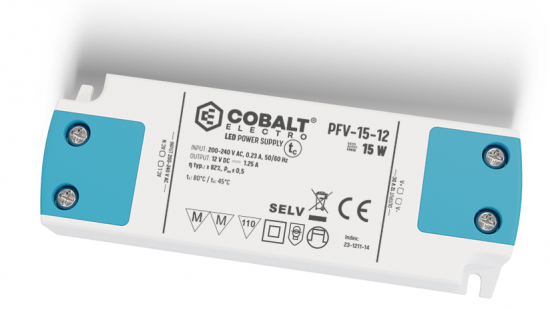 Zasilacz LED CobaltElectro PFV 12V 15W IP20