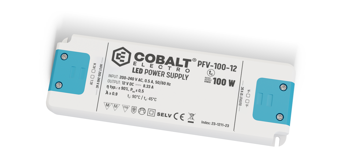 Zasilacz LED CobaltElectro PFV 12V 100W IP20