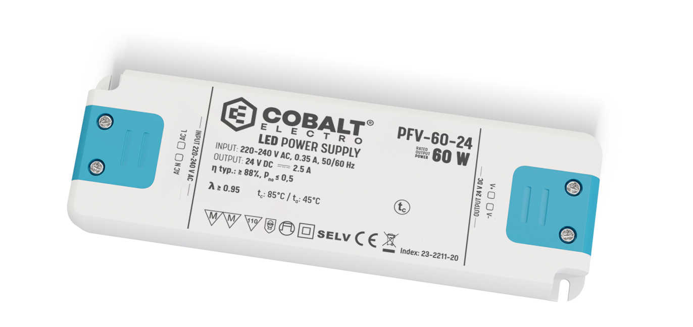 Zasilacz LED CobaltElectro PFV 24V 60W IP20