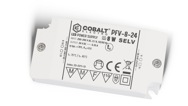 Zasilacz LED CobaltElectro PFV 24V 8W IP20
