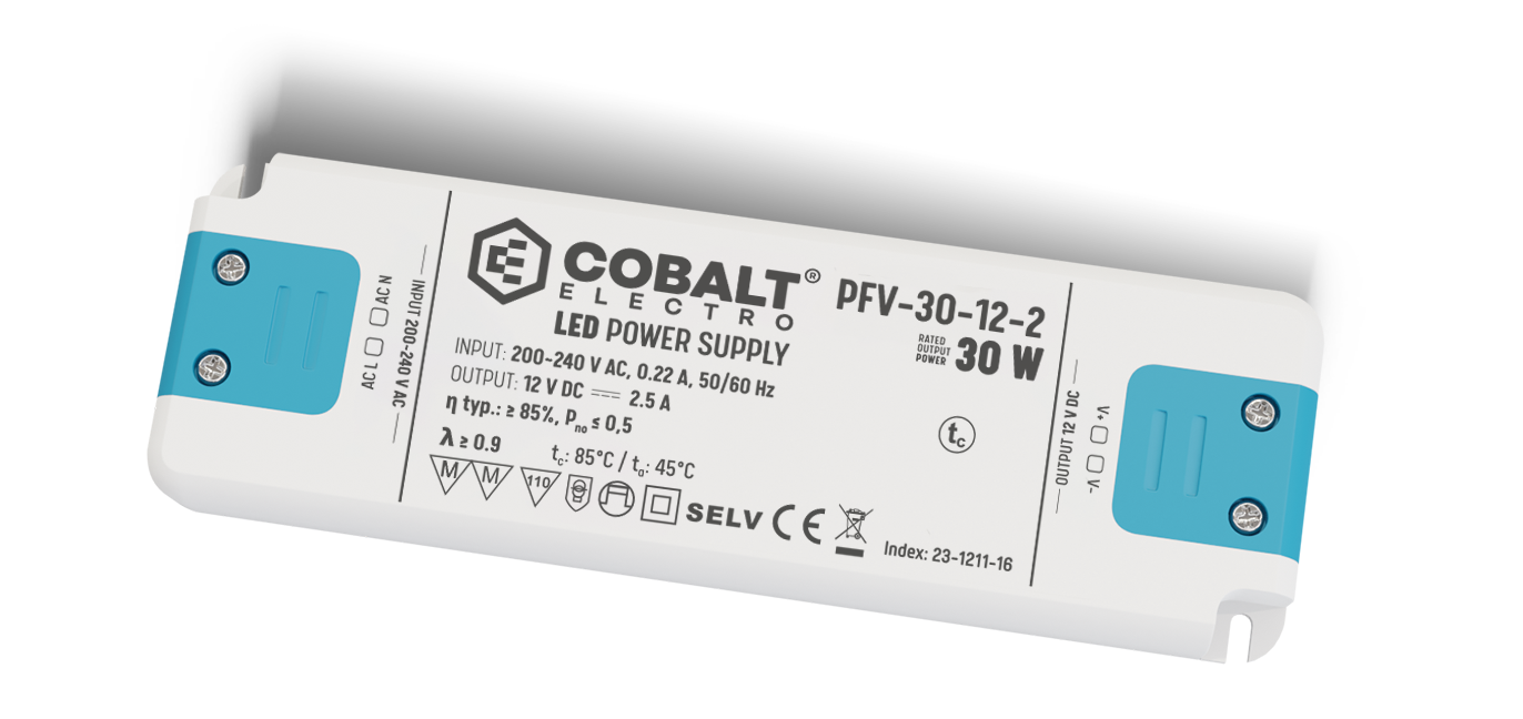 Zasilacz LED CobaltElectro PFV-2 12V 30W IP20