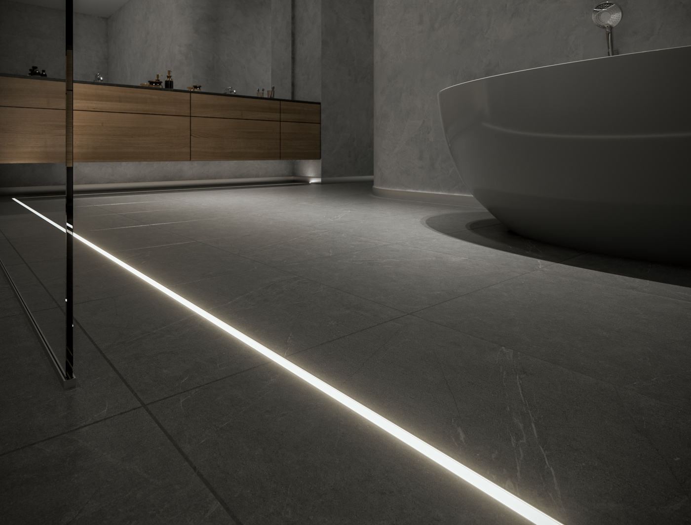 Profil Runo jako oświetlenie podłogowe w łazience